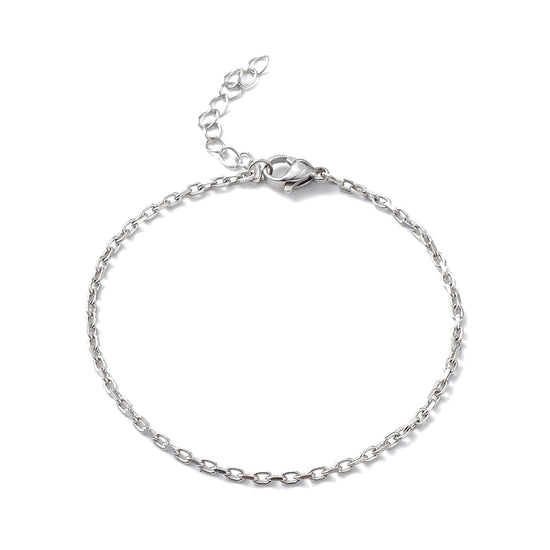 Feines Kabelketten-Armband aus Edelstahl — Stahlfarben