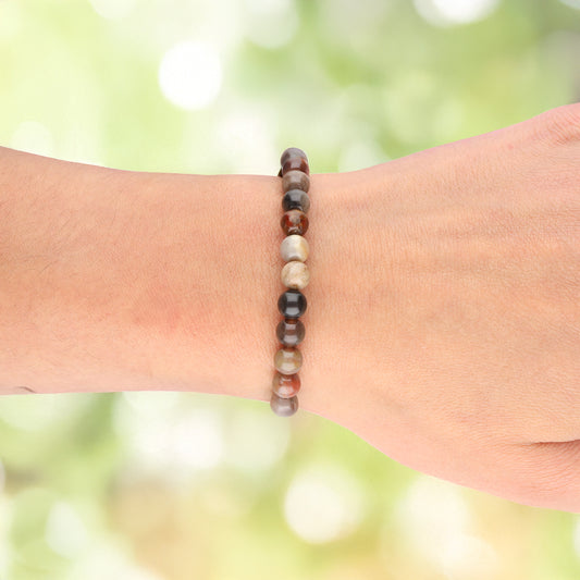 Versteinertes Holz Kugelarmband | 6 mm
