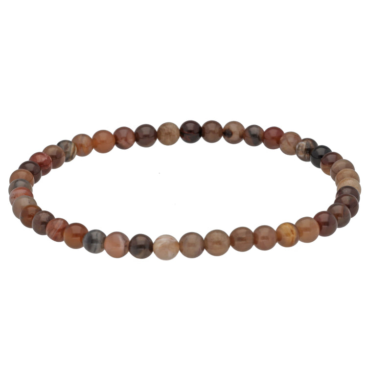 Pulsera de mini bolas de madera petrificada | 4 mm