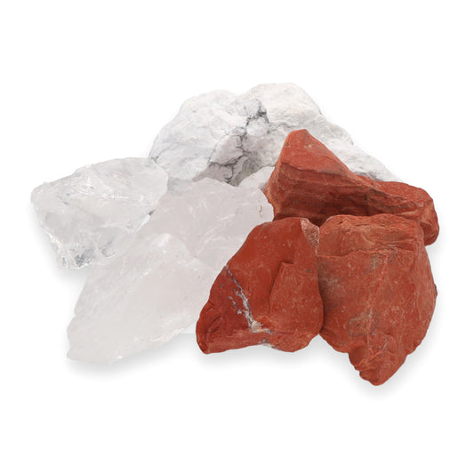 Wassersteine „Fitness" Mischung | Roter Jaspis + Magnesit + Bergkristall