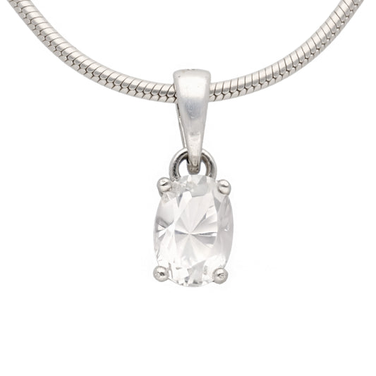 Bergkristall Anhänger facettiert | Krappenfassung | Ovale Perle 7x4 mm | 925er Silber