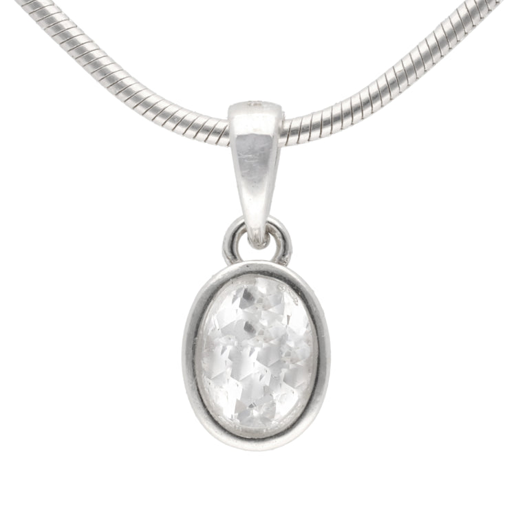 Bergkristall Anhänger facettiert | Ovale Perle 8x6 mm | 925er Silber gefasst