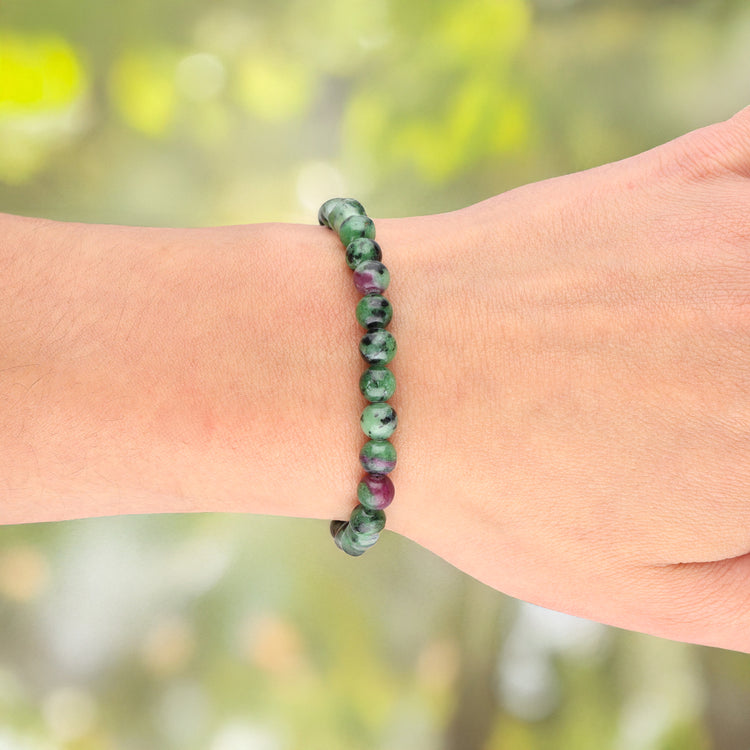 Zoisit mit Rubin Kugelarmband | 6 mm