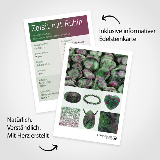 Piedra rodada de zoisita con rubí