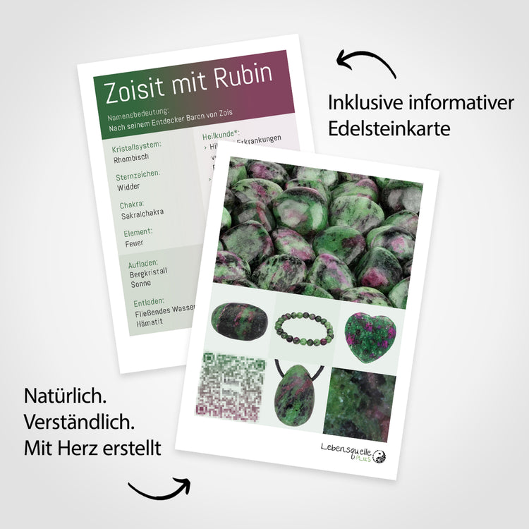 Piedra rodada de zoisita con rubí