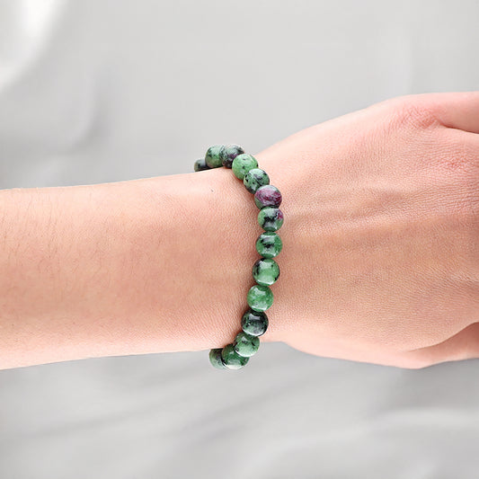 Zoisit mit Rubin Kugelarmband | 8 mm