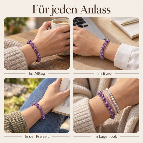 Amethyst Splitterarmband – getragen – für jeden Anlass
