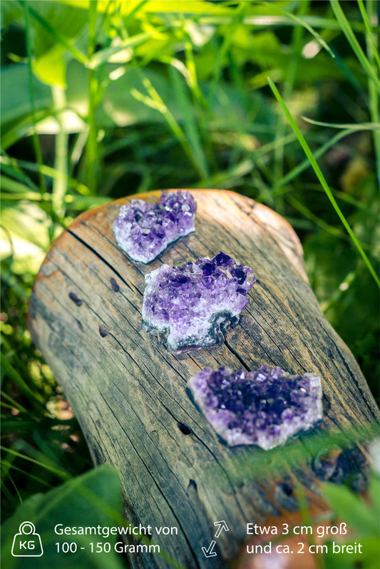 Amethyst Kristalle | 100% naturbelassene Drusenstücke | 3er Set