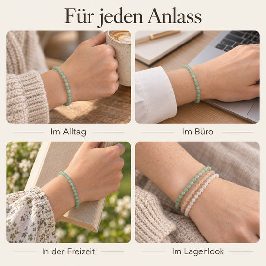 Aventurin, grün Mini-Kugelarmband | 4 mm – getragen – für jeden Anlass
