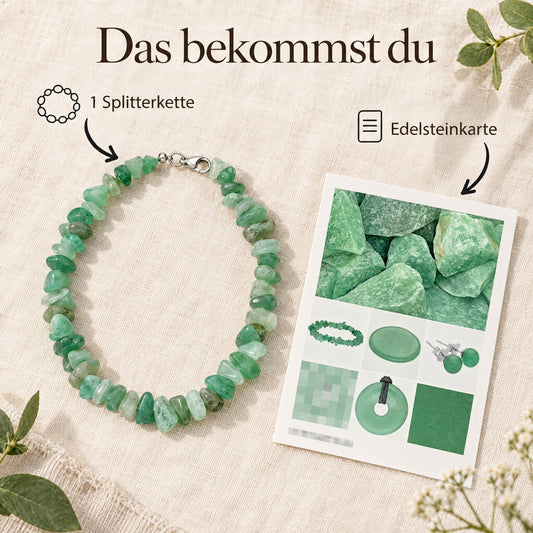 Aventurin, grün Splitterkette | 45 cm + Verschluss – Lieferumfang