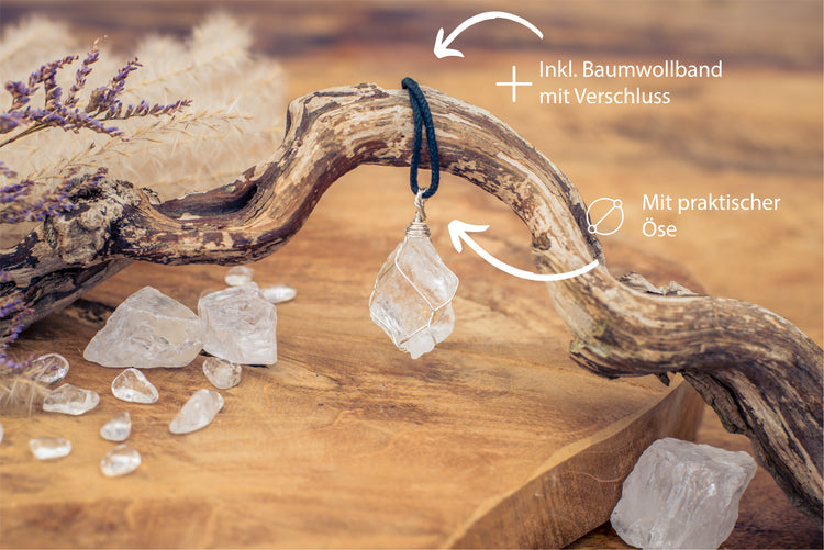 Bergkristall, Gefasster Rohsteinanhänger