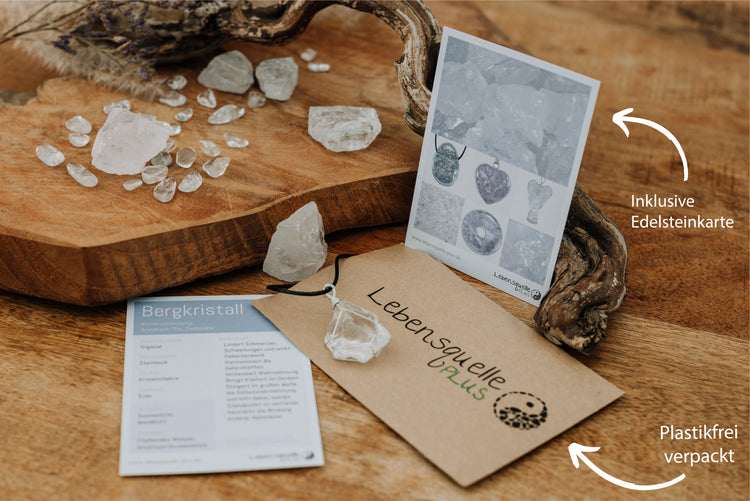 Bergkristall, Gefasster Rohsteinanhänger