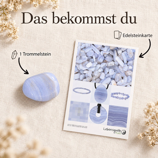 Chalcedon, blau Trommelstein – Lieferumfang