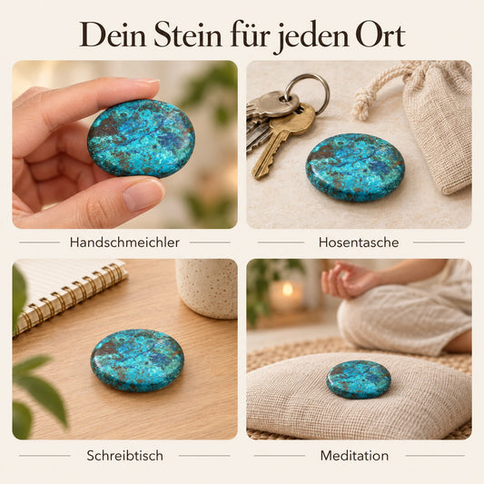 Chrysokoll Scheibenstein | Handschmeichler Taschenstein – Ideen für jeden Ort