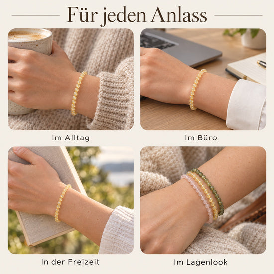 Citrin Mini-Kugelarmband | 4 mm – getragen – für jeden Anlass