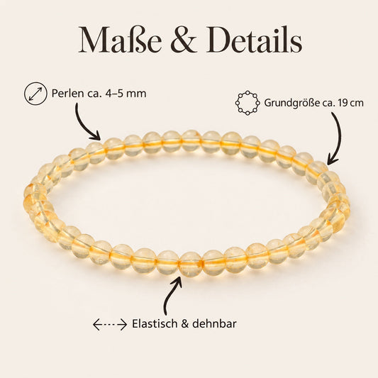 Citrin Mini-Kugelarmband | 4 mm – Maße & Details