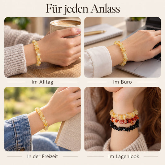 Citrin Splitterarmband getragen im Alltag, im Büro, in der Freizeit und im Lagenlook