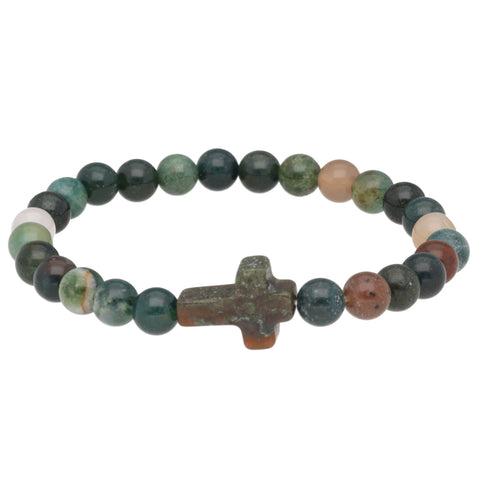 Achat, indisch Armband mit Steinkreuz | 6 mm