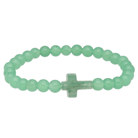 Aventurin, grün Armband mit Steinkreuz | 6 mm