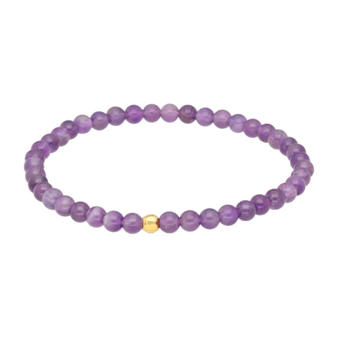 Amethyst Armband mit goldfarbener 925er Silberperle