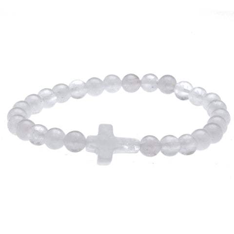 Bergkristall Armband mit Steinkreuz | 6 mm