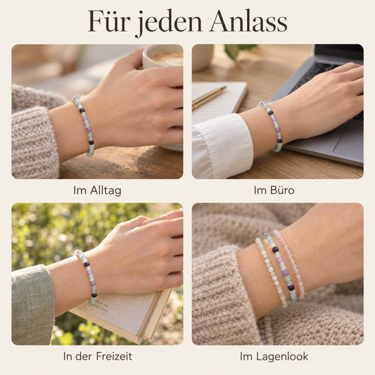 Fluorit Mini-Kugelarmband | 4 mm – getragen – für jeden Anlass