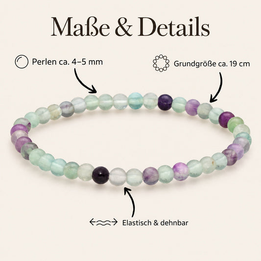 Fluorit Mini-Kugelarmband | 4 mm – Maße & Details
