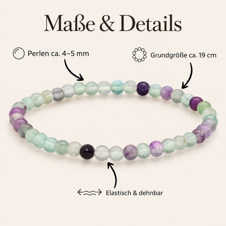 Fluorit Mini-Kugelarmband | 4 mm – Maße & Details