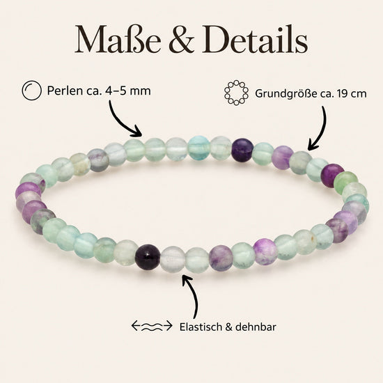 Fluorit Mini-Kugelarmband | 4 mm – Maße & Details