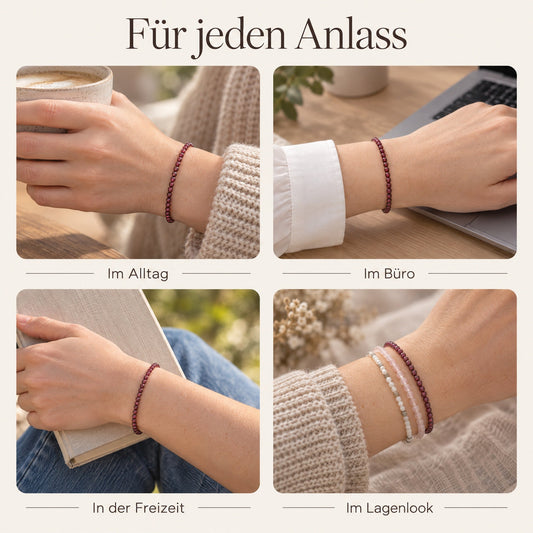 Granat Mini-Kugelarmband – getragen – für jeden Anlass