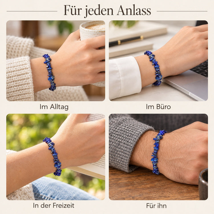 Lapislazuli Splitterarmband – getragen – für jeden Anlass
