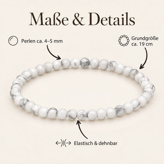 Magnesit Mini-Kugelarmband | 4 mm – Maße & Details
