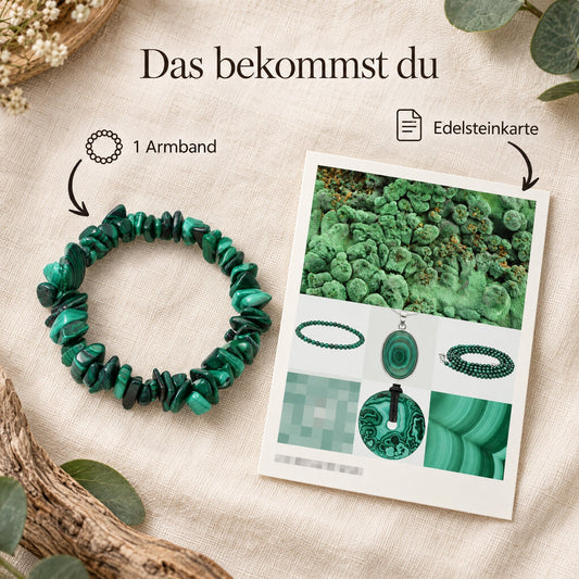 Malachit Splitterarmband – Lieferumfang