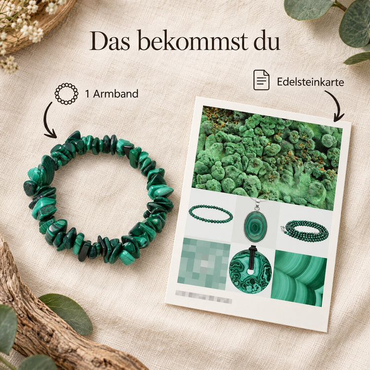 Malachit Splitterarmband – Lieferumfang