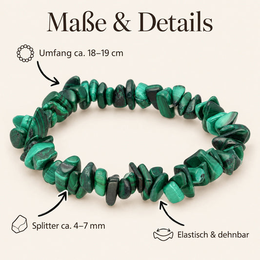 Malachit Splitterarmband – Maße & Details