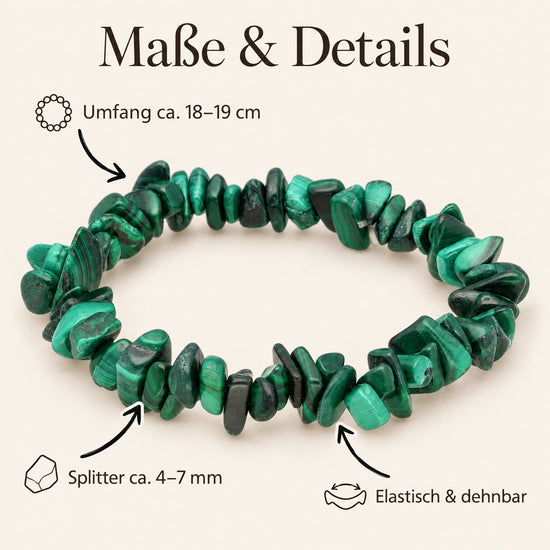 Malachit Splitterarmband – Maße & Details