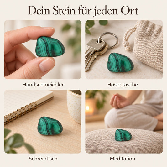 Malachit Trommelstein – Ideen für jeden Ort