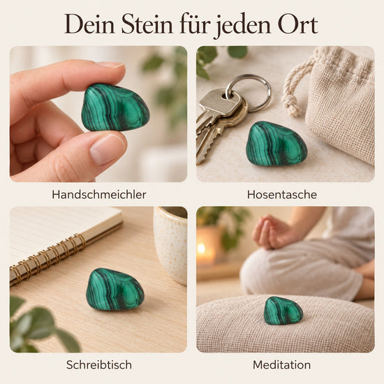 Malachit Trommelstein – Ideen für jeden Ort