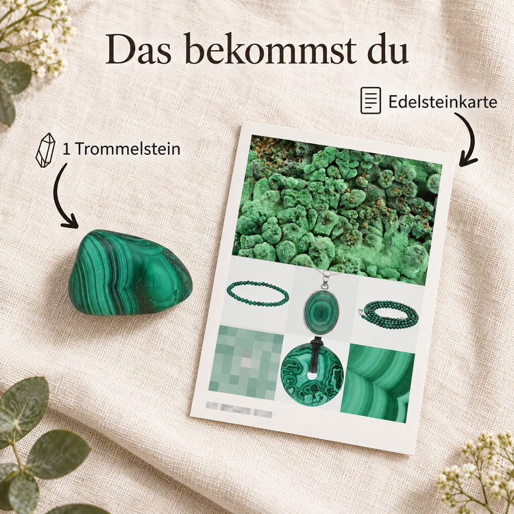 Malachit Trommelstein – Lieferumfang