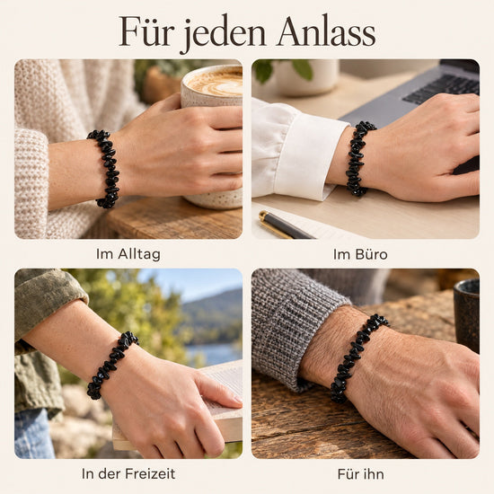 Obsidian, schwarz Splitterarmband – getragen – für jeden Anlass