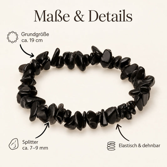 Obsidian, schwarz Splitterarmband – Maße & Details