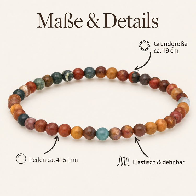 Ozeanjaspis Mini-Kugelarmband | 4 mm – Maße & Details