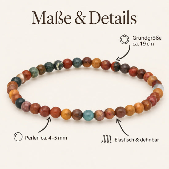 Ozeanjaspis Mini-Kugelarmband | 4 mm – Maße & Details