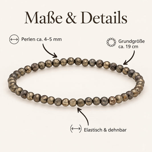 Pyrit Mini-Kugelarmband | 4 mm – Maße & Details