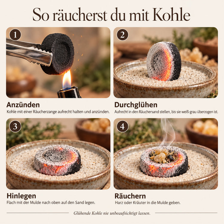 So räucherst du mit Räucherkohle – Anleitung in 4 Schritten