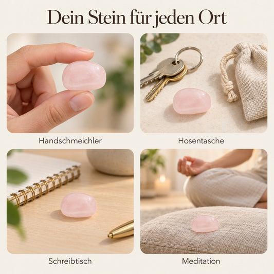 Rosenquarz Trommelstein – Ideen für jeden Ort