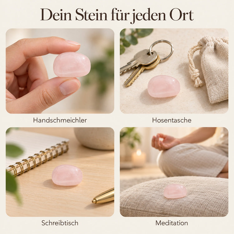 Rosenquarz Trommelstein – Ideen für jeden Ort