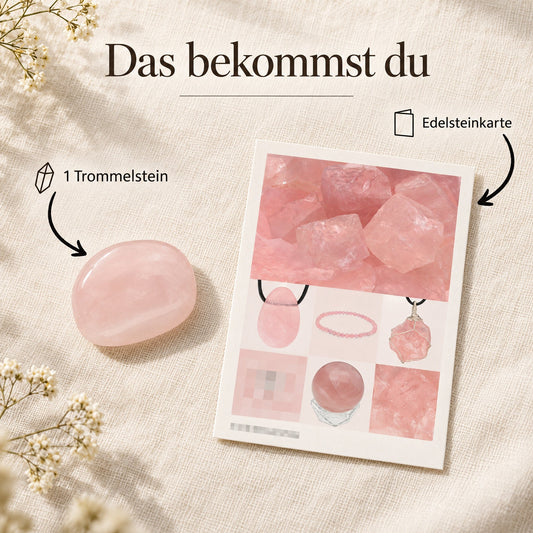 Rosenquarz Trommelstein – Lieferumfang