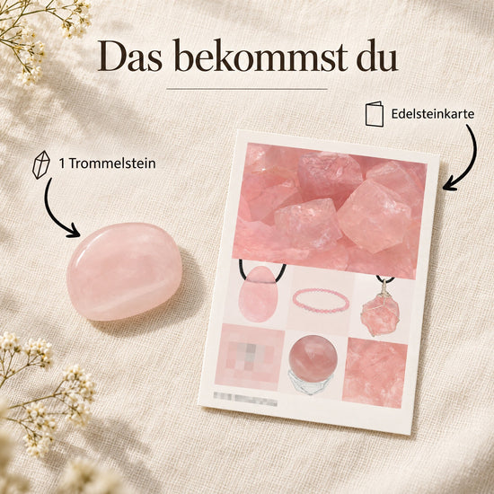 Rosenquarz Trommelstein – Lieferumfang