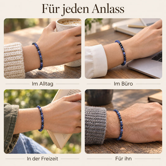 Sodalith Mini-Kugelarmband | 4 mm – getragen – für jeden Anlass